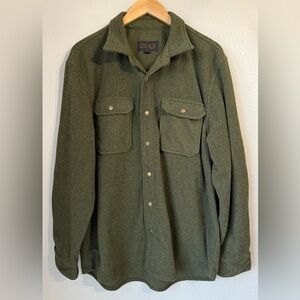 Victory Sportswear Fleece Shirt Jacket Mens Size Large Forest Green